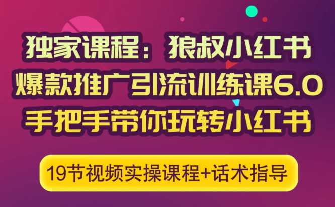 狼叔小红书爆款推广引流训练课6.0,手把手带你玩转小红书-创业信息网