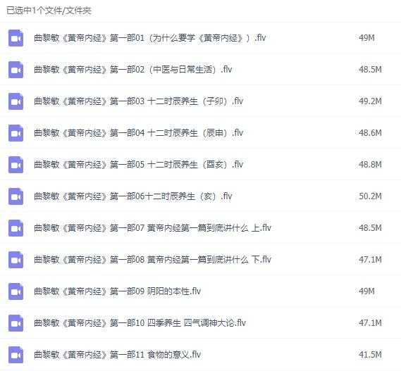 曲黎敏《黄帝内经》养生智慧第一 二部，讲座视频全集下载-创业信息网
