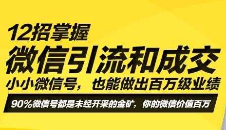 12招微信引流成交技术,让你做出百万级业绩,培训课程视频-创业信息网
