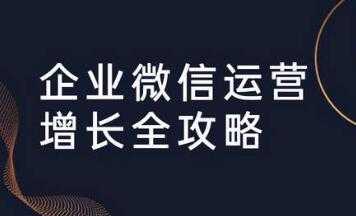 企业微信运营攻略 (引流+裂变+运营+成交) 培训课程视频-创业信息网
