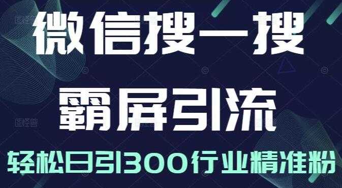 《微信搜一搜霸屏引流课》被动精准引流,轻松日引300行业精准粉-创业信息网