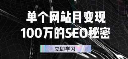 单个网站月变现《100万的SEO秘密》-创业信息网