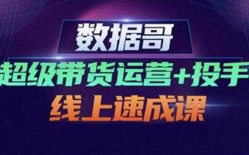 数据哥《超级带货运营+投手线上速成课》快速提升运营和熟悉学会投手技巧-创业信息网