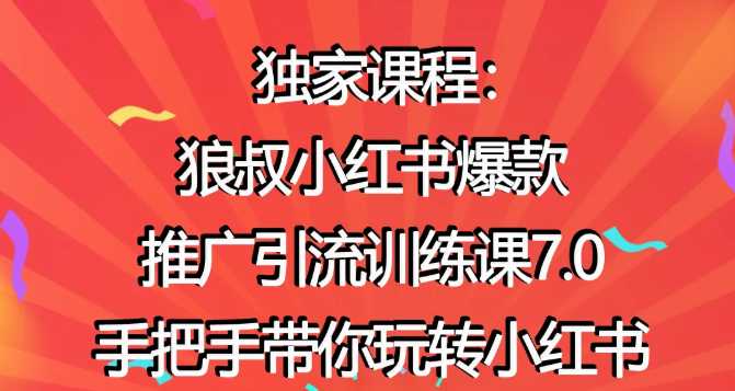 狼叔小红书爆款推广引流训练课7.0,手把手带你玩转小红书-创业信息网
