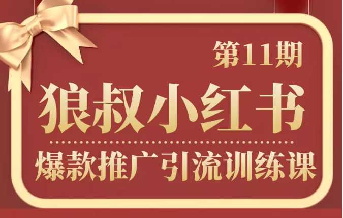 狼叔小红书爆款推广引流训练课第11期,手把手带你玩转小红书-创业信息网