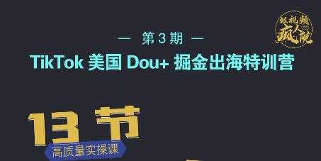 TikTok美国Dou+掘金出海特训营,美国dou+成功投放95%-创业信息网