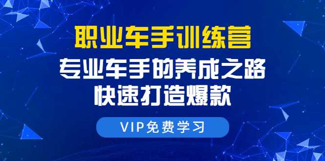 职业车手训练营:专业车手的养成之路,快速打造爆款(8节-无水印直播课)-创业信息网
