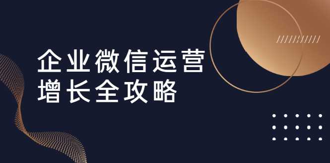 企业微信运营增长全攻略:引流+裂变+运营+成交(16节体系课)-创业信息网
