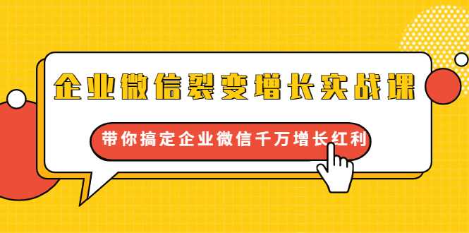 企业微信裂变增长实战课:带你搞定企业微信千万增长红利,新流量-新玩法-创业信息网