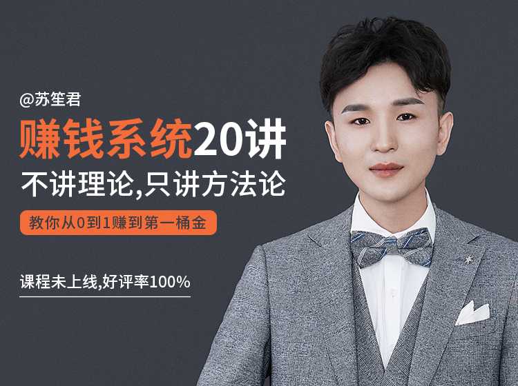 苏笙君的赚钱系统20课 教你从0到1赚到你的第一桶金(不讲理论,只讲方法论)-创业信息网