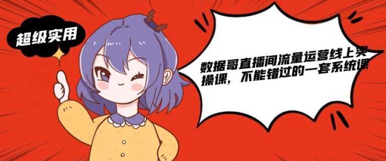 数据哥直播间流量运营线上实操课,不能错过的一套系统课-创业信息网