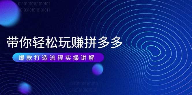 带你轻松玩赚拼多多:花的少 赚的多 爆款更简单 爆款打造流程实操讲解-创业信息网