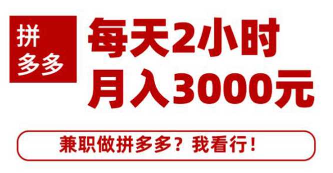 搜外网·拼多多副业课程,每天2小时月入3000元 学习这门课程真的能赚钱-创业信息网