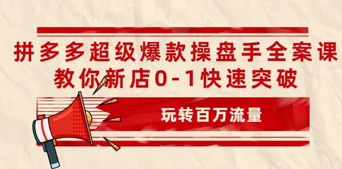 拼多多超级爆款操盘手全案课,教你新店0-1快速突破,玩转百万流量-创业信息网