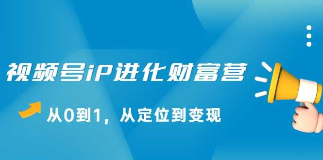 视频号iP进化财富营,从0到1,从定位到变现赚钱(价值1577元)-创业信息网