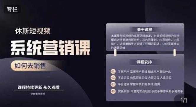 休斯短视频系统运营大课,你掌握核心的运营思维 价值7800元-创业信息网