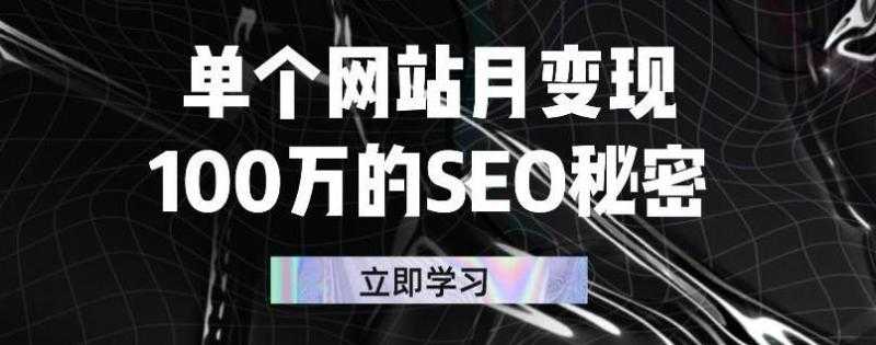 单个网站月变现100万的SEO秘密,百分百做出赚钱站点-创业信息网