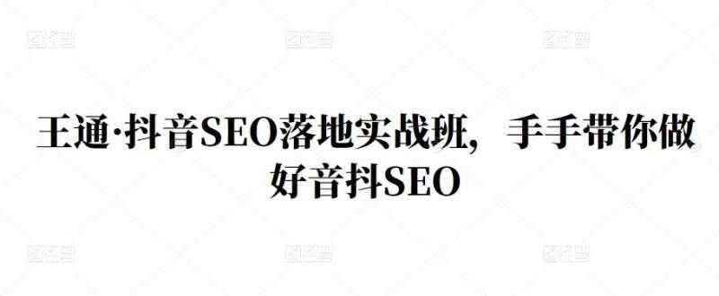 王通·抖音SEO落地实战班,手手带你做好音抖SEO-创业信息网