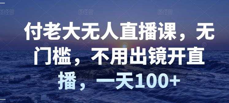 付老大无人直播课，无门槛，不用出镜开直播，一天100+-创业信息网