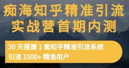 痴海知乎精准引流实战营1-2期,30天搭建1套知乎精准引流系统,引流1000+精准用户-创业信息网