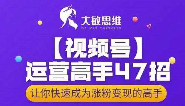 大敏思维-视频号运营高手47招,让你快速成为涨粉变现高手-创业信息网