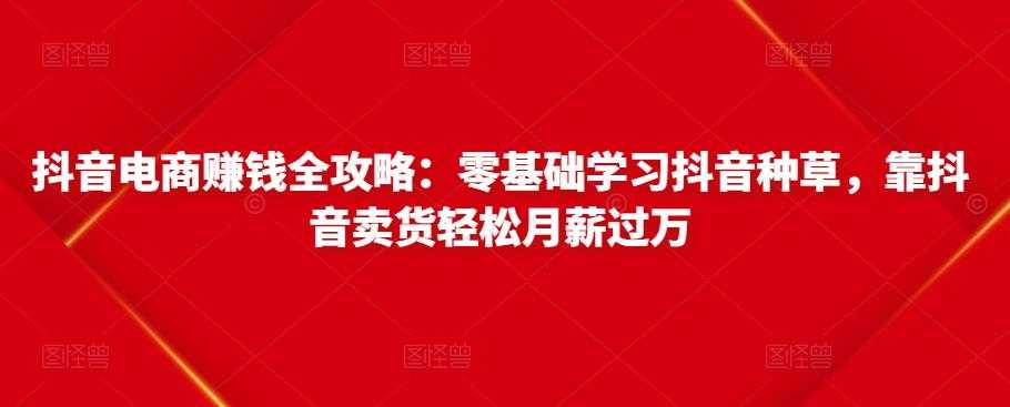 抖音电商赚钱全攻略:零基础学习抖音种草,靠抖音卖货轻松月薪过万-创业信息网