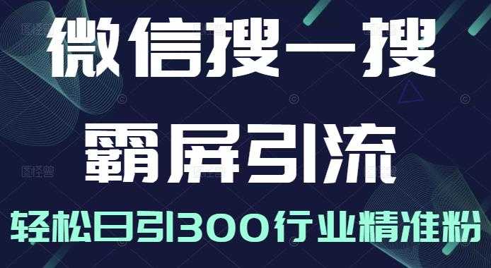 微信搜一搜霸屏引流课,打造被动精准引流系统,轻松日引300行业精准粉-创业信息网