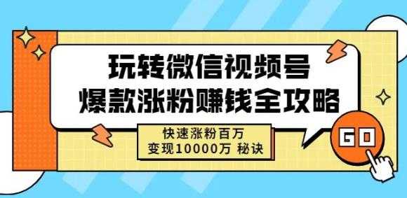 玩转微信视频号爆款涨粉赚钱全攻略,快速涨粉百万变现万元秘诀-创业信息网