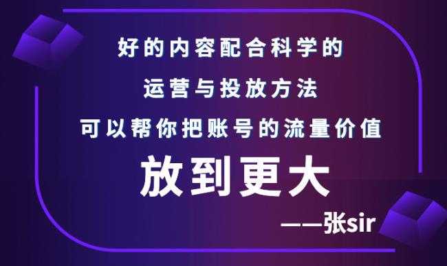 张sir账号流量增长课,告别海王流量,让你的流量更精准-创业信息网