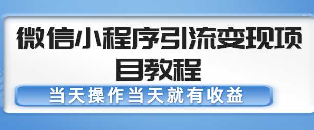 微信小程序引流变现项目教程,当天操作当天就有收益,变现不再是难事-创业信息网