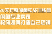 30天玩赚闲鱼实战训练营，闲鱼专业卖家教你如何打造自己店铺-创业信息网