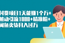 知识付费项目1天能赚1个万+一天被动引流1000+精准粉+小白闲鱼卖货月入过万-创业信息网