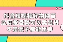 抖音短视频好物种草,混剪搬运就可以卖出货,不是傻子都能出单-创业信息网