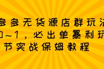 拼多多无货源店群：从0~1，必出单10单利润1000+暴利玩法，36节实战保姆教程-创业信息网