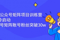 蓝海公众号矩阵项目训练营,0粉冷启动,公众号矩阵账号粉丝突破30w-创业信息网