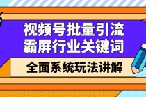 视频号批量引流，霸屏行业关键词全面系统玩法讲解【无水印】-创业信息网