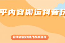 知乎内容搬运抖音玩法,新手也能日赚几百的项目-创业信息网