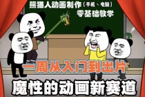 沙雕动画手机/电脑制作教程:一周学会从入门到出片54节视频课-创业信息网