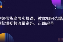 短视频带货底层实操课,教你如何选爆品、了解获短视频流量密码,正确起号-创业信息网