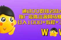通过QQ群排名技术:推广虚拟资源网站赚钱,日入1000+教程+工具-创业信息网