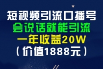 短视频引流口播号,会说话就能引流,一年收益20W-创业信息网