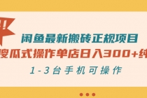 闲鱼最新搬砖正规项目:傻瓜式操作单店日入300+纯利,1-3台手机可操作-创业信息网