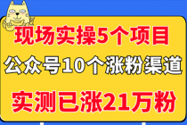 现场实操5个公众号项目,10个涨粉渠道,实测已涨21万粉!-创业信息网