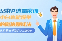 私域IP流量密训:小白也能爆单的微信赚钱法,从月薪三千到月入10000+-创业信息网