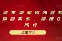 10堂速学微短剧内容制作标准与项目实战，领跑80%同行-创业信息网