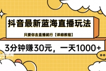 抖音最新蓝海直播玩法,3分钟赚30元,一天1000+只要你去直播就行(详细教程)-创业信息网