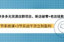拼多多无货源店群项目,新店破零+老店拯救 12节系统课+3节实战干货立刻盈利-创业信息网