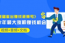 《零基础做出赚钱视频号》2022年最大涨粉赚钱机会（视频+音频+图文)价值199-创业信息网