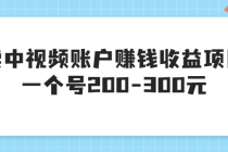 某599元收费培训:卖中视频账户赚钱收益项目 一个号200-300元(13节完整版)-创业信息网