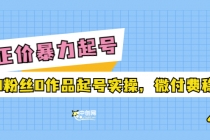 正价暴力起实操号：0粉丝0作品起号实操，微付费稳号-创业信息网